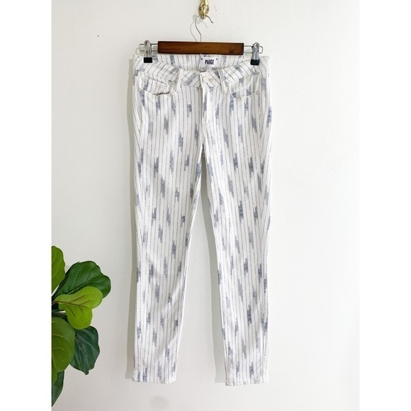Paige Verdugo Ankle Nori Print White Skinny Jeans Sz 27 - Picture 3 of 15
